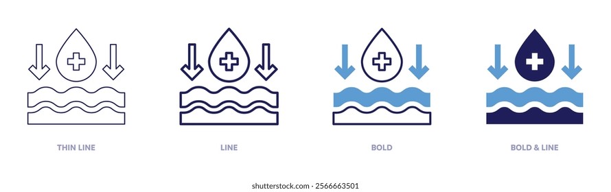 Skincare icon in 4 different styles. Thin Line, Line, Bold, and Bold Line. Duotone style. Editable stroke.