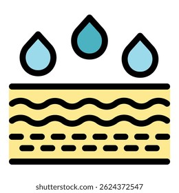 Skincare icon depicting water droplets moisturizing dry skin, highlighting the importance of hydration for healthy skin