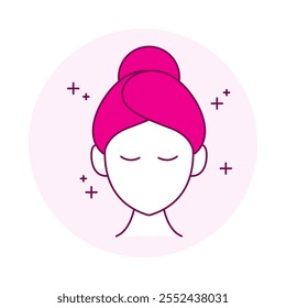 Skincare Icon – Face with Sparkles Representing Healthy and Glowing Skin