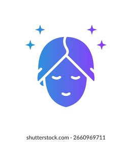 Ilustración vectorial de gradiente de glifo de icono de cuidado de la piel