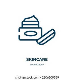 Skincare icon. Linear vector illustration from spa and yoga collection. Outline skincare icon vector. Thin line symbol for use on web and mobile apps, logo, print media.
