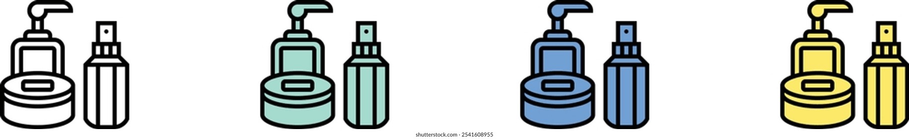 skincare icon. Outline, Green, Blue and Yellow Style Design Isolated On White Background