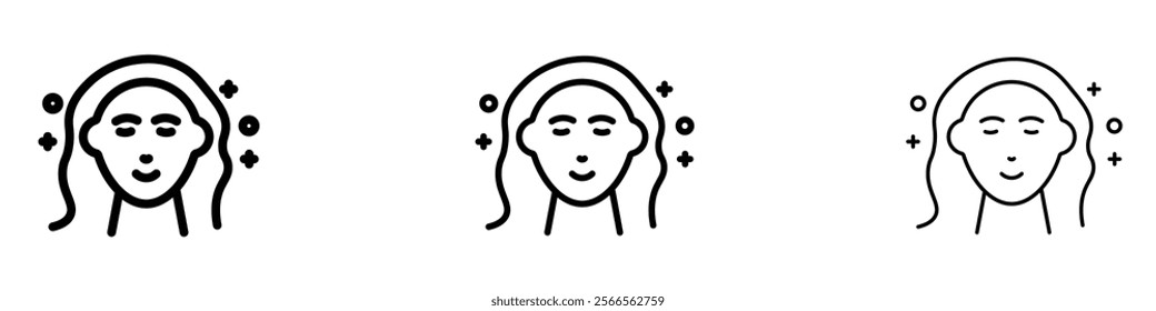 Skincare icon in tree different line stroke sizes.