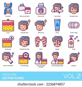 Skincare Icons Including skin, beauty, care, face, facial, skincare, cosmetic, cream, moisturizer, woman, treatment, natural, product, young, cosmetology, female, dermatology, girl, background, makeup