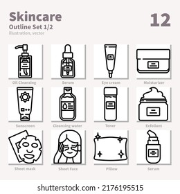 Skincare Icons Set Outline Vector Illustration Stock Vector (Royalty ...