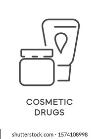 Skincare isolated icon, cosmetic drugs, cream and lotion, jar and tube vector. Spa treatment, cosmetology and makeup, facial toner, cleanser or cleaning foam. Sunscreen, organic oil and moisturizer