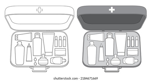 Skincare Kit. Skin First Aid Kit. A Set Of Cosmetic Products. First Aid Kit For Home