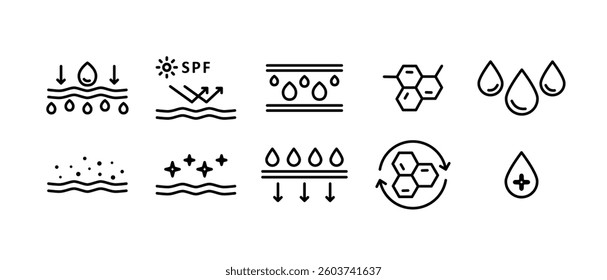 Skincare line icon set. Skin and skincare illustration set isolated on white background.