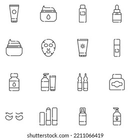 Skincare Line Icon Set Vector