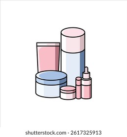 Skincare Products Stylized and Editable Vector Illustration for Interior and Furniture Design Themes.