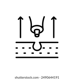 Skincare, Removing Blackhead, Unclog pores. Cosmetic tools. Electric facial cleanser sign. Facial cleansing Home Beauty Device outline icon. Isolated vector simple symbol.