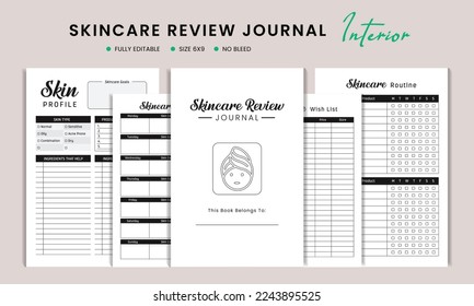 Skincare review journal kdp interior template