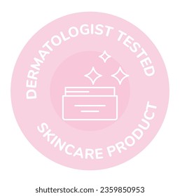 Skincare routine and beauty cosmetics, dermatologist tested and approved. Mass market gel or cream for day and night treatment. Product label or logotype, emblem for package. Vector in flat style