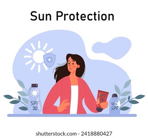 Skincare routine. Facial skin cosmetic products applying and professional dermatology procedure. Cleansing and moisturizing treatment. Flat vector illustration