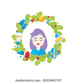 Skincare routine flat vector illustration on the white background