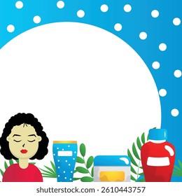 Skincare routine flat vector illustration on the white background