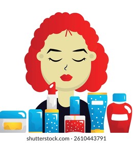 Skincare routine flat vector illustration on the white background