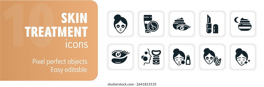Skincare routine icon set featuring women applying beauty products to their face