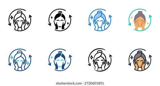 Skincare routine icons set multiple style collection. Editable stroke 
