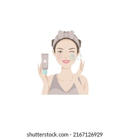 Skincare routine procedures of female vector.