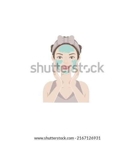 Skincare routine procedures of female vector.