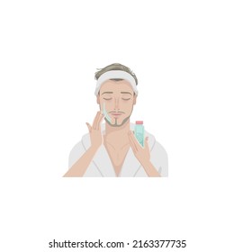 Skincare routine procedures of male