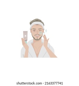 Skincare routine procedures of male