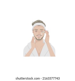 Skincare routine procedures of male
