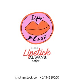 Skincare routine set with natural organic cosmetics products in bottles, jars, tubes for skin in trendy doodle style. Cute motivational and inspirational girl power lettering. Vector illustration