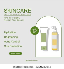 Skincare Sale Brand New Advertisement Template Vector