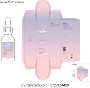 Skincare Serum Packaging: box design template with the label. gradient simple design for cosmetic company.