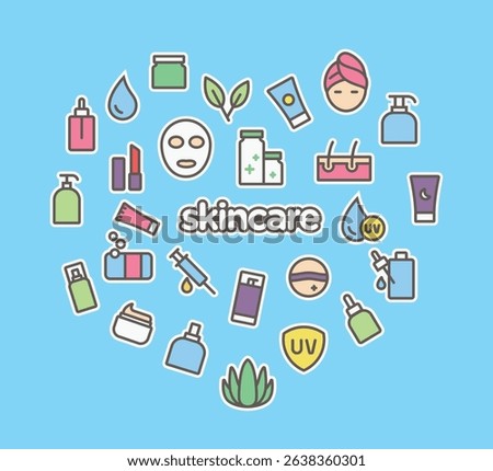 Skincare stickers simple flat style vector illustration. Fresh and natural skincare product icon label sticker