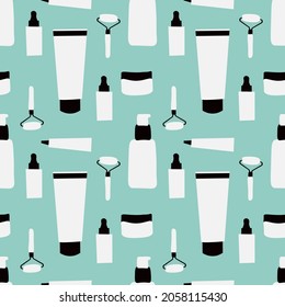 Skincare Vector Illustration nahtlose Muster mit .Ideal für Textilien, Gewebe, Wickelpapier und jeden Druck.