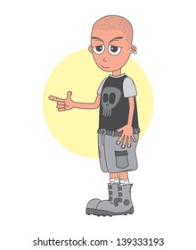 skinhead man cartoon character
