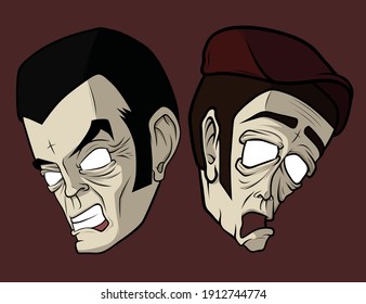 Skinheads doodle vector. Hooligans illustration.