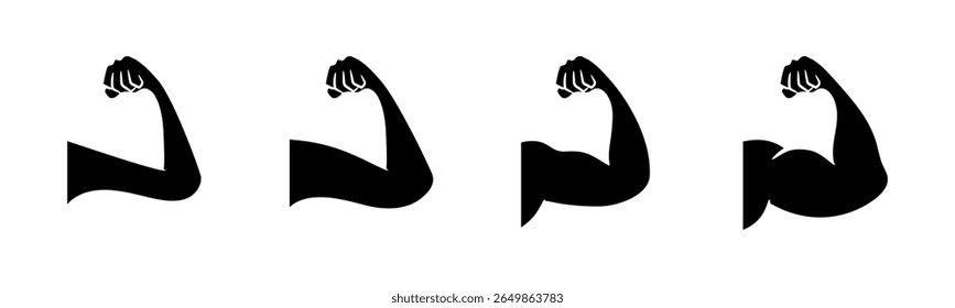 Ícone de Braços finos para braços musculares define o vetor de ilustração. 