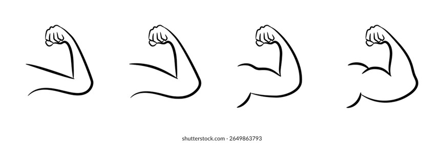 Ícone de Braços finos para braços musculares define o vetor de ilustração. 