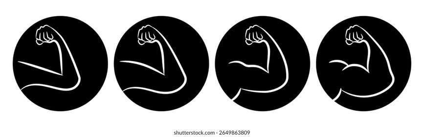 Ícone de Braços finos para braços musculares define o vetor de ilustração. Círculo interno