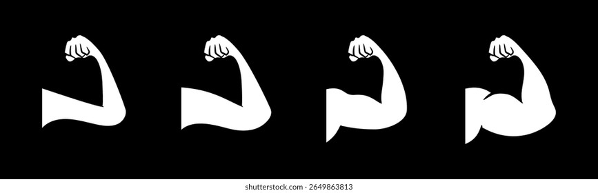 Ícone de Braços finos para braços musculares define o vetor de ilustração. 
