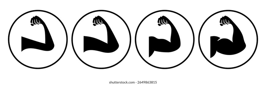 Skinny Arms to Muscular Arms icon set illustration vector. Inside circle