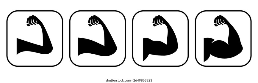 Ícone de Braços finos para braços musculares define o vetor de ilustração. Dentro do quadrado