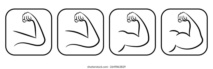 Ícone de Braços finos para braços musculares define o vetor de ilustração. Dentro do quadrado