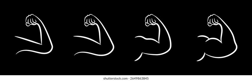 Ícone de Braços finos para braços musculares define o vetor de ilustração. 