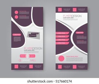 Skinny flyer or leaflet design. Set of two side brochure template or banner.  Vector illustration.