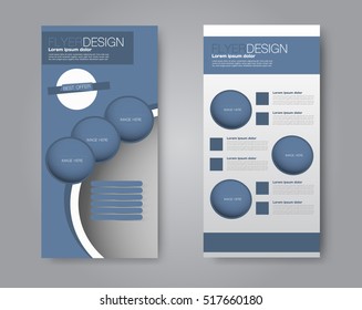 Skinny flyer or leaflet design. Set of two side brochure template or banner.  Vector illustration