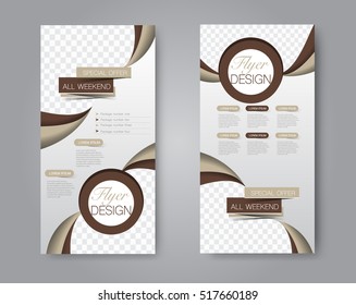 Skinny flyer or leaflet design. Set of two side brochure template or banner.  Vector illustration