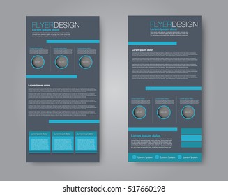 Skinny flyer or leaflet design. Set of two side brochure template or banner.  Vector illustration