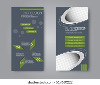 Skinny flyer or leaflet design. Set of two side brochure template or banner.  Vector illustration