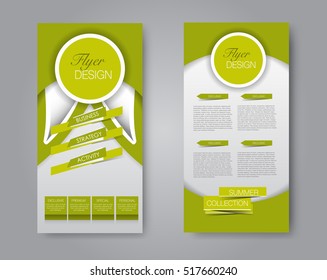 Skinny flyer or leaflet design. Set of two side brochure template or banner.  Vector illustration