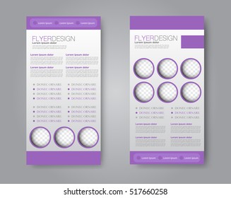 Skinny flyer or leaflet design. Set of two side brochure template or banner.  Vector illustration